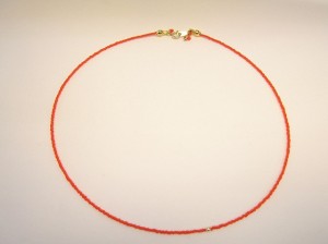 赤色ビーズ・サンゴ・ビーズ・18金・連玉ネックレス・修理・アフター